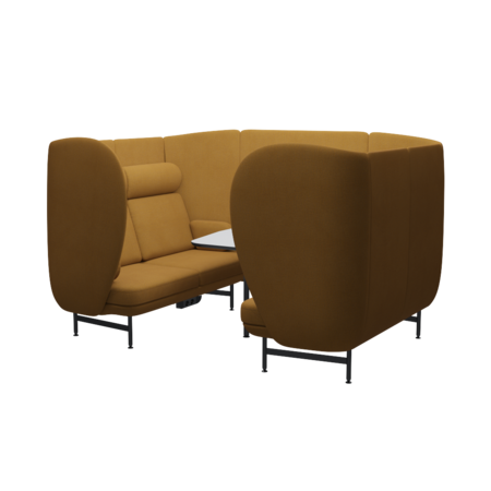 Fritz Hansen Plenum™ JH1004MUT - Besprechungskabine mit Tisch-Wiederholte Wolle / Safron/Natur (448)