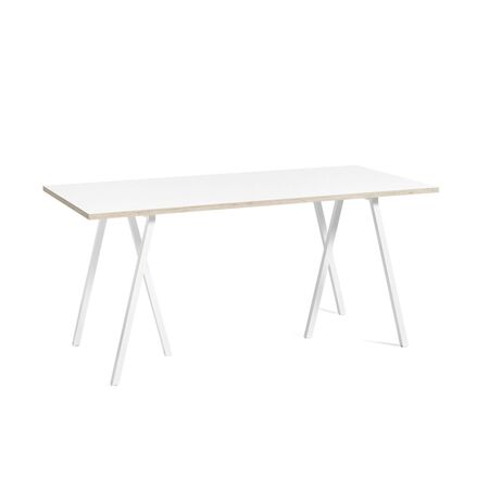 HAY Loop Stand Table B: 160 cm / T: 77.5 cm, Laminat Weiss, Stahl pulverbeschichtet weiss
