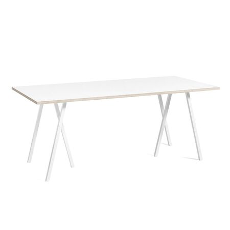 HAY Loop Stand Table B: 180 cm / T: 87.5 cm, Laminat Weiss, Stahl pulverbeschichtet weiss