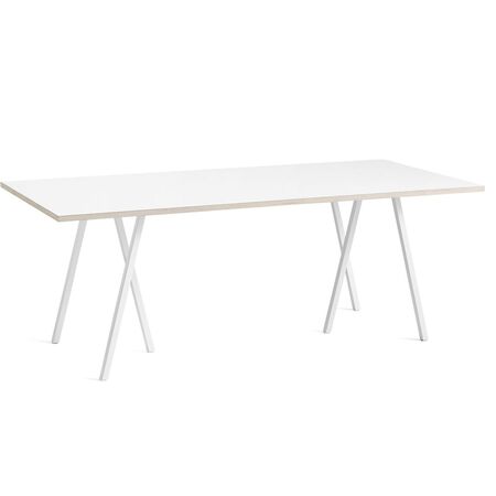 HAY Loop Stand Table B: 200 cm / T: 92.5 cm, Laminat Weiss, Stahl pulverbeschichtet weiss