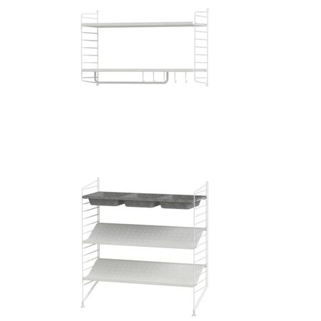 String_Furniture_System_Flur_B_Weiss_Bowl_Shelf_Hellgrau