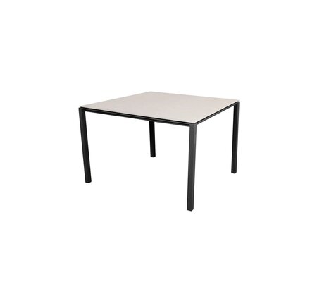 Cane-Line Pure Outdoor Tisch 100x100 cm-Aluminium, Lava grey-Ceramic, Toscana sand