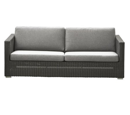 Cane-Line Chester 3 Sitzer Loungesofa-Graphite, Cane-line Weave-Cane-line Natté, Light grey