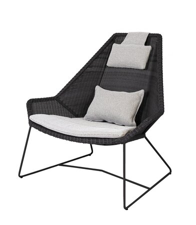Cane-Line Breeze Highbacksessel-Cane-line Weave, Schwarz-Cane-line Focus, Light Grey