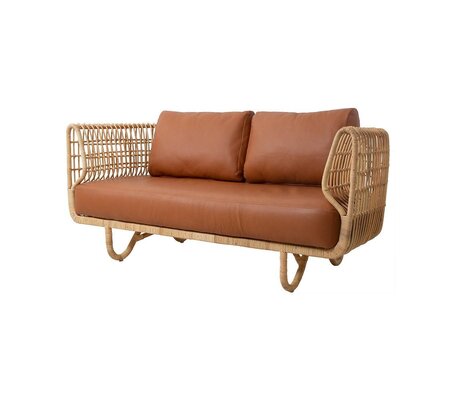 Cane-Line Nest Sofa (Indoor)-7522RU-1402 Rattan, Natural-Cognac, Semianilinleder