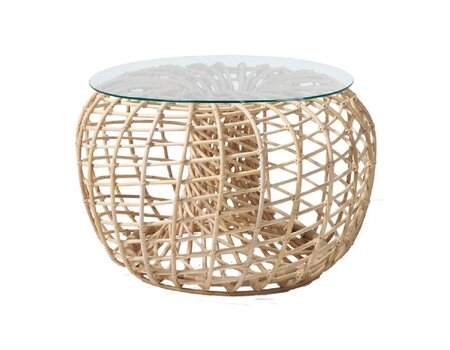 Cane-Line Nest Hocker klein-7320RU-1433 Rattan, Natural-Gehärtetes Glas, Clear Glass
