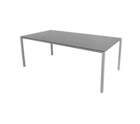 Cane-Line Pure Outdoor Tisch 200x100 cm-Aluminium, Light grey-Ceramic, Basalt grey