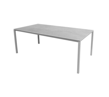 Cane-Line Pure Outdoor Tisch 200x100 cm-Aluminium, Light grey-Fossil Ceramic, Grey