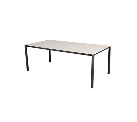 Cane-Line Pure Outdoor Tisch 200x100 cm-Aluminium, Lava grey-Ceramic, Toscana sand