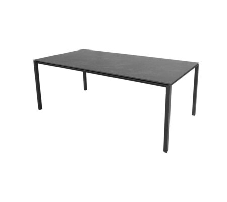 Cane-Line Pure Outdoor Tisch 200x100 cm-Aluminium, Lava grey-Fossil Ceramic, Black
