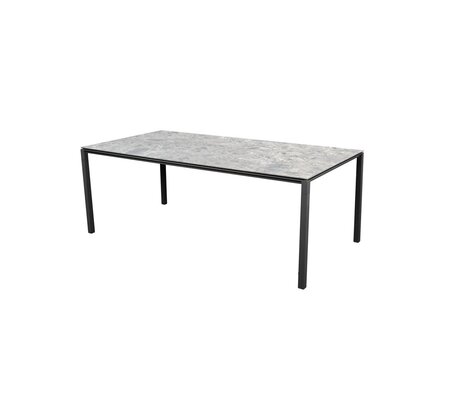 Cane-Line Pure Outdoor Tisch 200x100 cm-Aluminium, Lava grey-Fossil Ceramic, Multi color