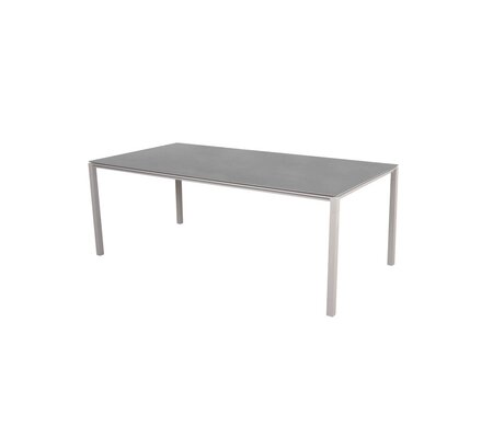 Cane-Line Pure Outdoor Tisch 200x100 cm-Aluminium, Sand-Ceramic, Basalt grey