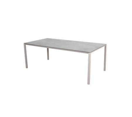 Cane-Line Pure Outdoor Tisch 200x100 cm-Aluminium, Sand-Fossil Ceramic, Grey