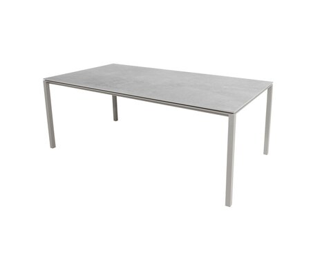 Cane-Line Pure Outdoor Tisch 200x100 cm-Aluminium, Taupe-Fossil Ceramic, Grey