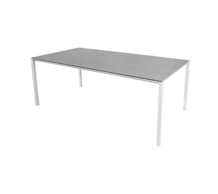 Cane-Line Pure Outdoor Tisch 200x100 cm-Aluminium, White-Ceramic, Concrete grey