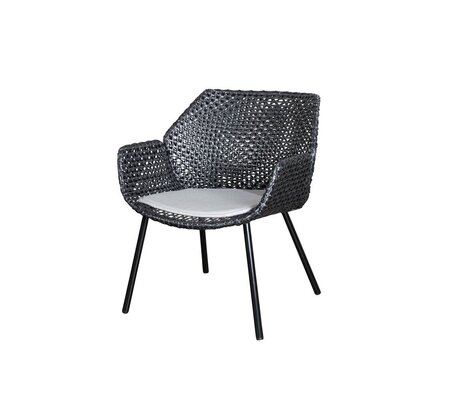 Cane-line Vibe Loungesessel (5407)-Cane-line Weave, Black/Graphite-Natté / Light grey