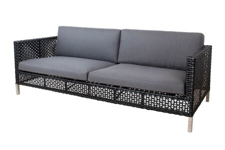 Cane-Line Connect 3 Sitzer Sofa 5592 - Cane-line Weave, Black/Graphite-Cane-line Natté, Grey w/QuickDry & Airflow system