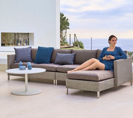 Cane-Line Connect Chaiselongue Modulsofa Links 5597 - Cane-line Natté, Taupe w/QuickDry and Airflow system