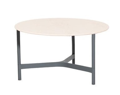 Cane-Line Twist Couchtisch, medium, Aluminium Rahmen (5011) - Light grey, aluminium - Travertine look, ceramic