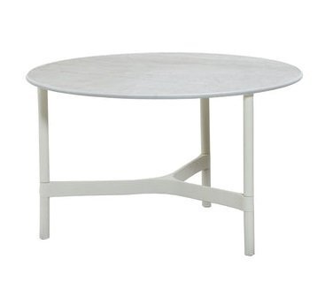 Cane-Line Twist Couchtisch, medium, Aluminium Rahmen (5011) - White, aluminium - Fossil grey, ceramic