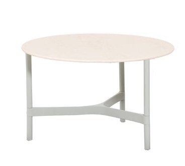 Cane-Line Twist Couchtisch, medium, Aluminium Rahmen (5011) - White, aluminium - Travertine look, ceramic