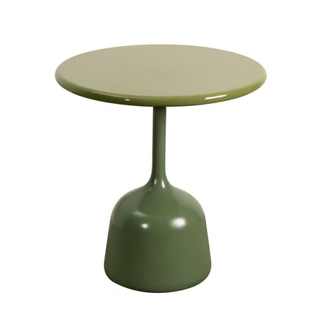 Cane-Line Glaze Couchtisch klein - Gestell mit Tischplatte ø45-Olive Green-Green Glazed Lava Stone
