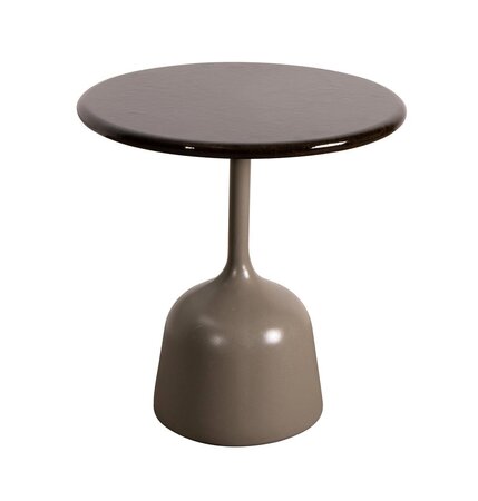 Cane-Line Glaze Couchtisch klein - Gestell mit Tischplatte ø45-Taupe-Black Glazed Lava Stone