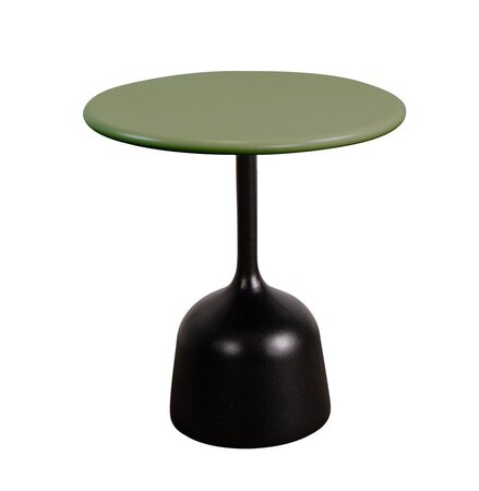 Cane-Line Glaze Couchtisch klein - Gestell mit Tischplatte ø45-Lava Grey-Olive green, Aluminium