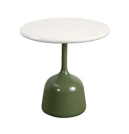 Cane-Line Glaze Couchtisch klein - Gestell mit Tischplatte ø45-Olive Green-Sand Glazed Lava Stone