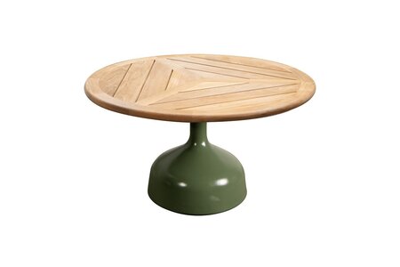 Cane-Line Glaze Couchtisch groß - Gestell mit Tischplatte ø70-Olive Green-Teak, Geometric