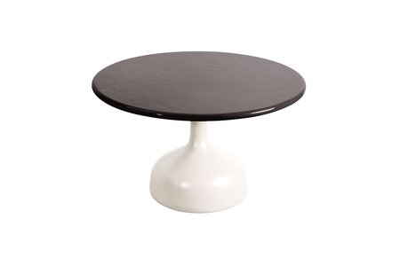 Cane-Line Glaze Couchtisch groß - Gestell mit Tischplatte ø70-Sand-Black Glazed Lava Stone