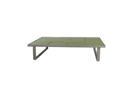 Cane-Line Glaze Couchtisch rechteckig - mit Fließen-120x70-Taupe, aluminium-Green, Glazed lava stone