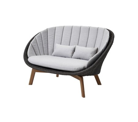 Cane-line Peacock 2-Sitzer sofa, Cane-line Soft Rope (5558)-Cane-line Soft Rope m/Teak, Dark Grey-Cane-line Natté, Light Grey
