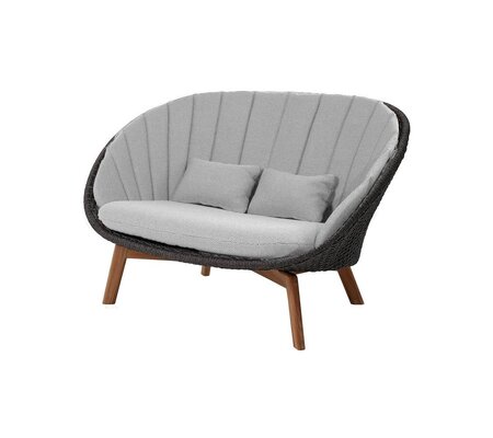 Cane-line Peacock 2-Sitzer sofa, Cane-line Soft Rope (5558)-Cane-line Soft Rope m/Teak, Dark Grey-Cane-line Focus, Light Grey