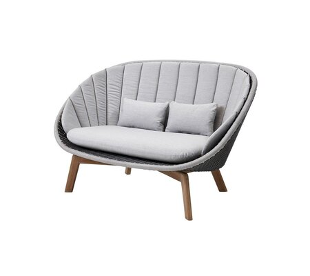 Cane-line Peacock 2-Sitzer sofa, Cane-line Soft Rope (5558)-Cane-line Weave, Grey/light grey-Cane-line Natté, Light Grey