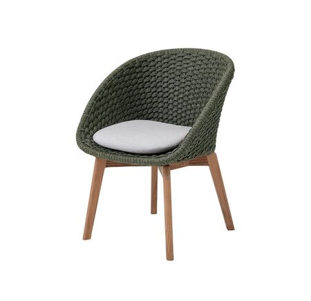 Cane-Line Soft Rope Peacock Stuhl (5454)-Cane-line Soft Rope, Dark green, teak legs-Cane-line Natté, Light grey