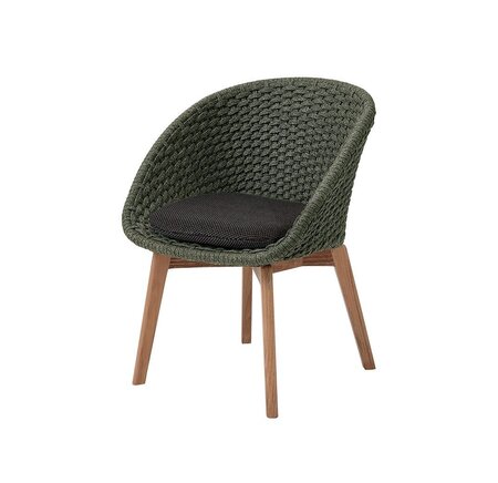Cane-Line Soft Rope Peacock Stuhl (5454)-Cane-line Soft Rope, Dark green, teak legs-Cane-line Focus, Dark grey