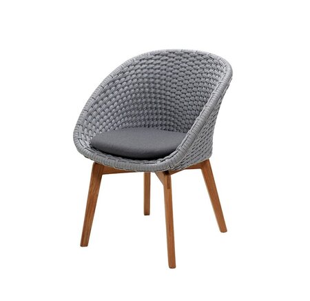 Cane-Line Soft Rope Peacock Stuhl (5454)-Cane-line Soft Rope, Light grey, teak legs-Cane-line Natté, Grey
