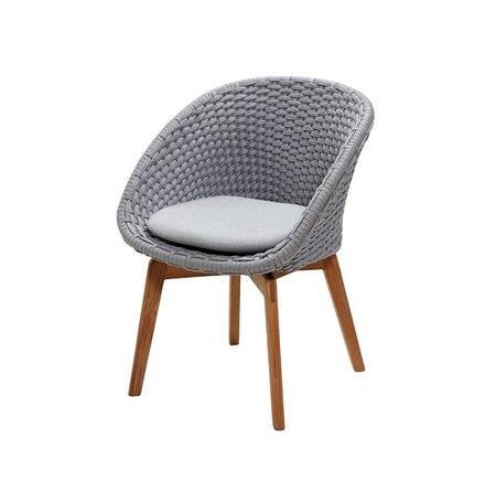 Cane-Line Soft Rope Peacock Stuhl (5454)-Cane-line Soft Rope, Light grey, teak legs-Cane-line Natté, Light grey