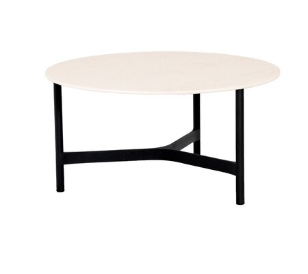 Cane-Line Twist Couchtisch, large (5012)-Lava grey, aluminium-Travertine look, ceramic