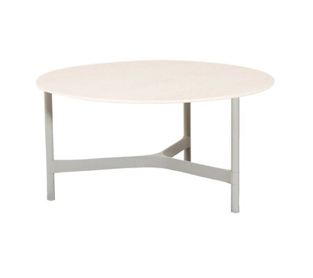 Cane-Line Twist Couchtisch, large (5012)-Sand, Aluminium-Travertine look, ceramic