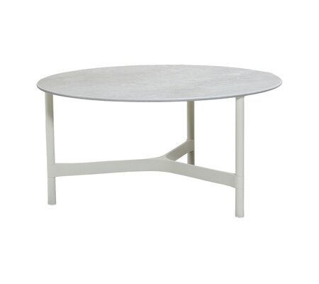 Cane-Line Twist Couchtisch, large (5012)-White, aluminium-Fossil grey, ceramic