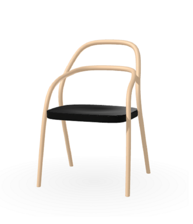 Ton Stuhl 002-Natural-Black Grain (B123)