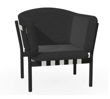 Ton Lounge Sessel Dowel - Black Grain (B123) - Fargo 990 - Grain Gris 01 - Grey