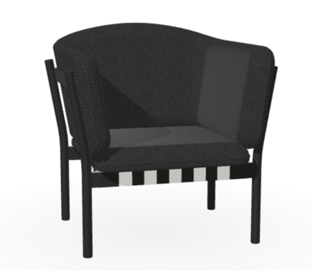 Ton Lounge Sessel Dowel - Black Grain (B123) - Fargo 990 - Grain Negro 90 - Grey