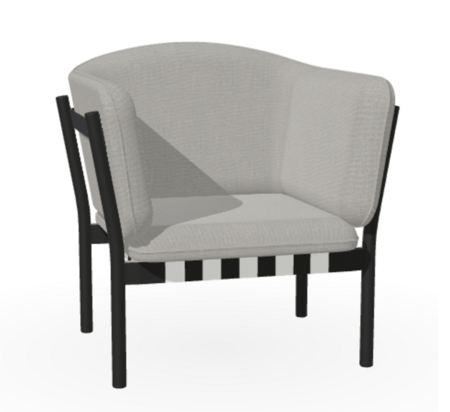 Ton Lounge Sessel Dowel - Black Grain (B123) - Jim 828 - Grain Negro 90 - Grey