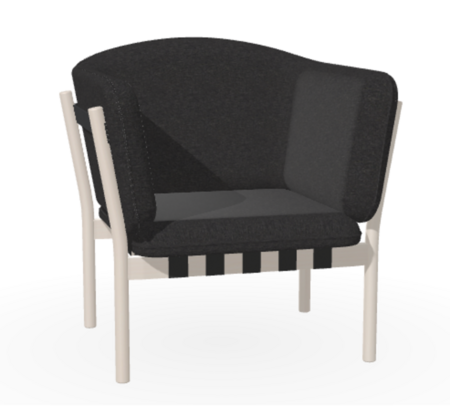 Ton Lounge Sessel Dowel - B276 White Powder - Fargo 990 - Grain Negro 90 - Black