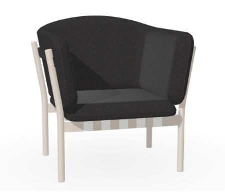 Ton Lounge Sessel Dowel - B276 White Powder - Fargo 990 - Grain Negro 90 - Grey