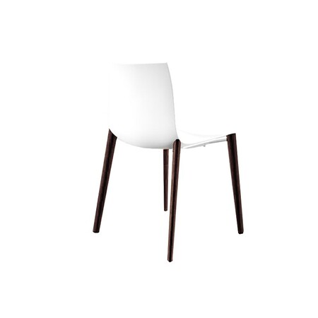 Arper Catifa 46 0355 Einfarbig Holzgestell Stuhl - Weiss PO101 / Gestell Wenge gebeizt