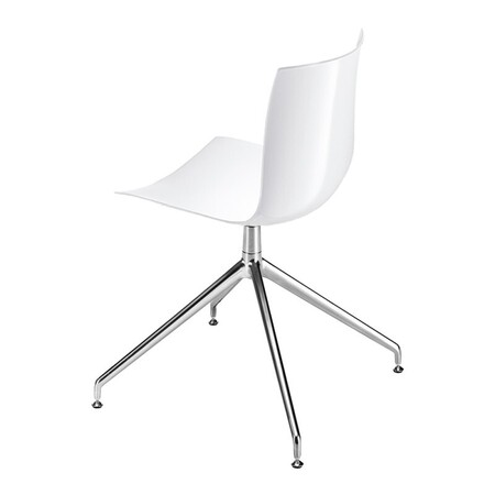 Arper Catifa 46 0368 Drehfussgestell Stuhl - Weiss PO101 / Gestell Verchromt / Ohne Armlehnen